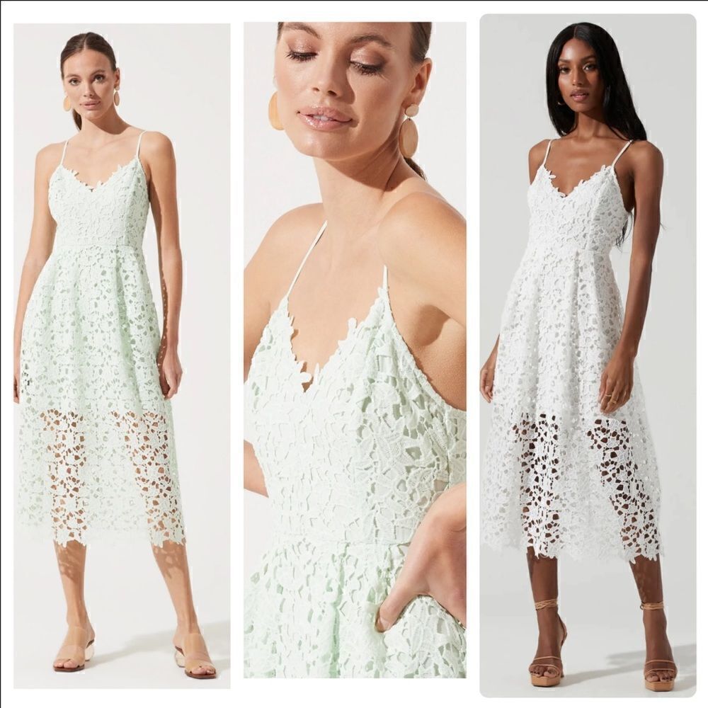 ASTR White Lace A Line Midi Dress MEDIUM